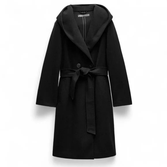 Zara | Jackets & Coats | Zara Oversized Belted Soft Hooded